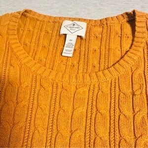 St. Johns Bay Vintage Sweater Cable Knit Women 2X Golden Crew Neck Cotton Blend